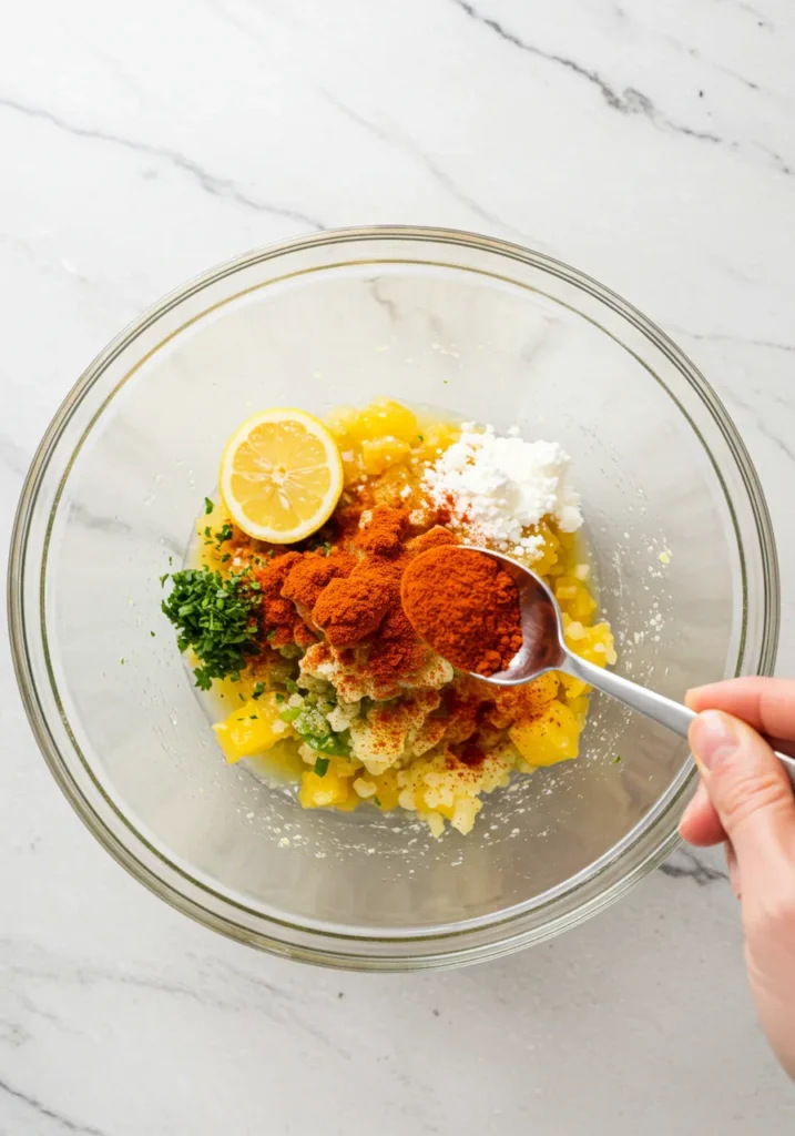 Adding fresh lemon juice and smoked paprika to the Chick-fil-A sauce ingredients in a bowl.