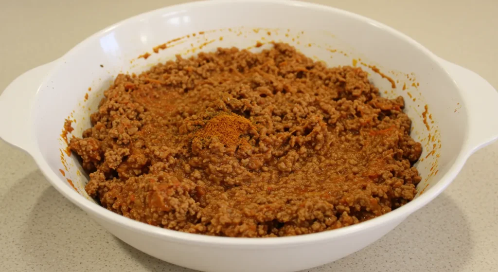 Perfectly seasoned ground beef filling for homemade beef quesadillas.