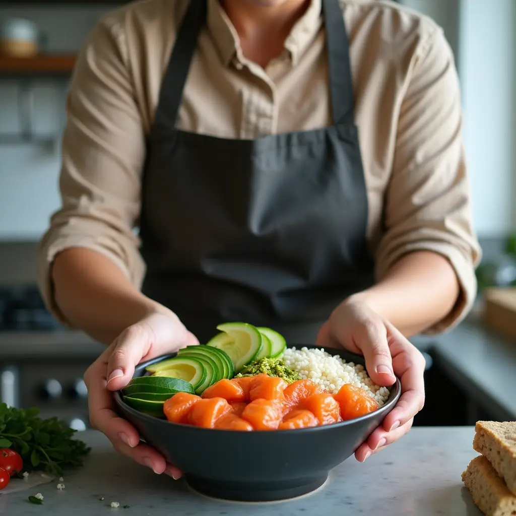 cooked salmon poke bowl