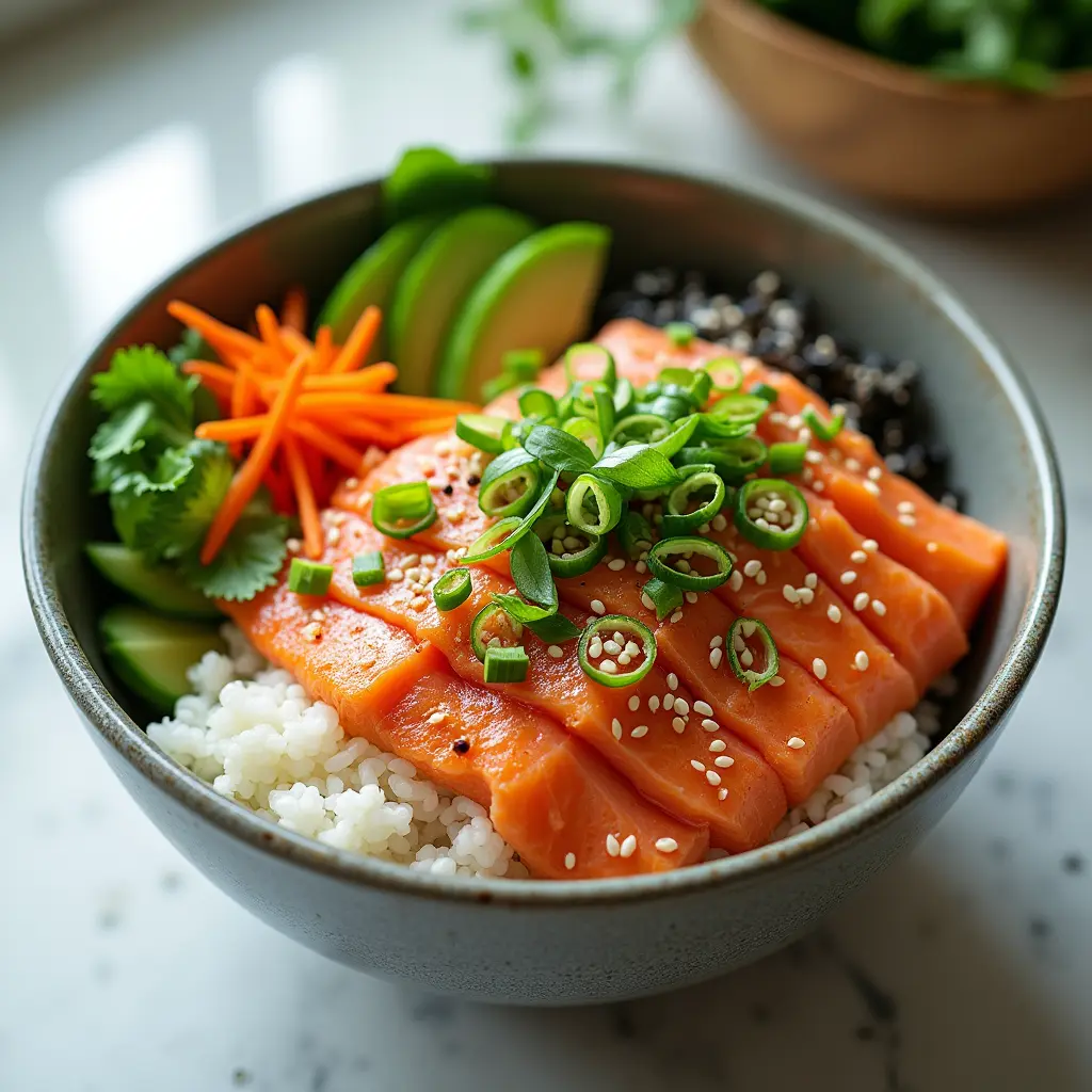 cooked salmon poke bowl