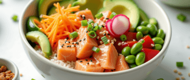 cooked salmon poke bowl
