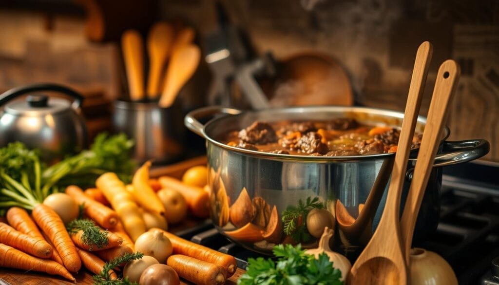 beef stew recipe on stove
