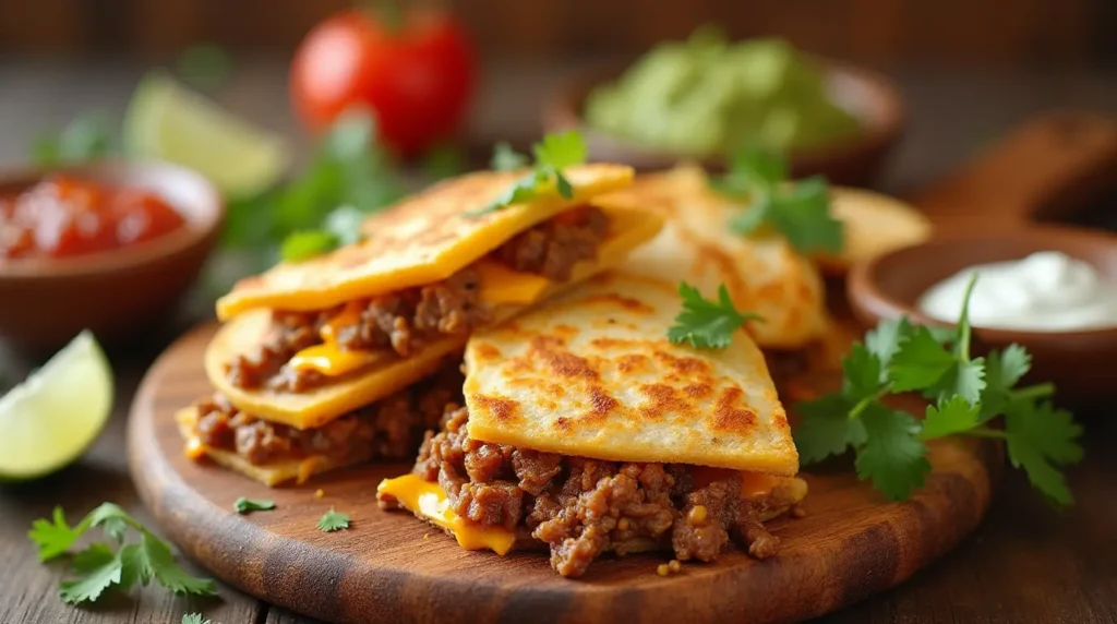 cheesy beef quesadillas