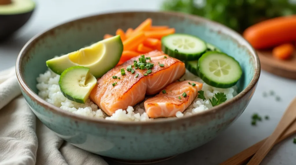 salmon rice bowl