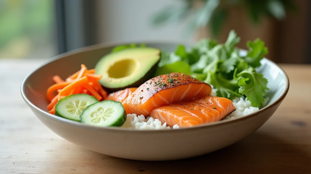 salmon rice bowl