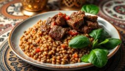 lebonese lamb lentils rice spinach recipe