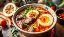 spicy beef ramen soup egg recipe