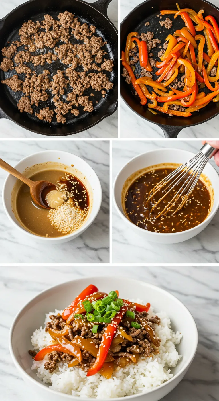 beef and pepper rice bowl recipe