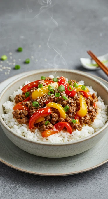 beef and pepper rice bowl recipe